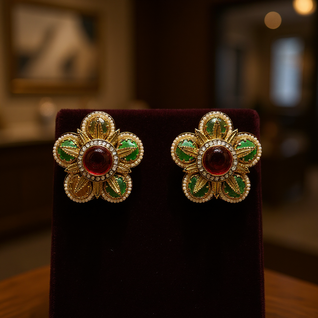 Multi Colored Stud Earrings.