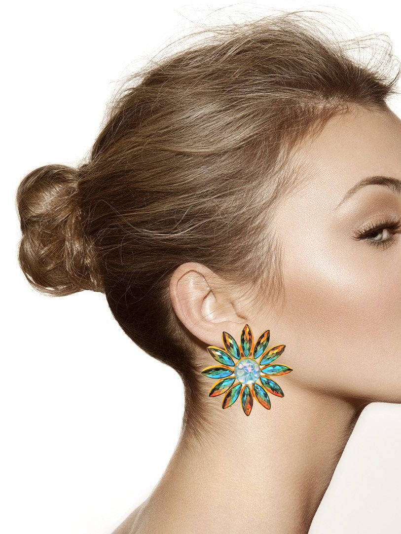 Colorful Floral Stud Earring.