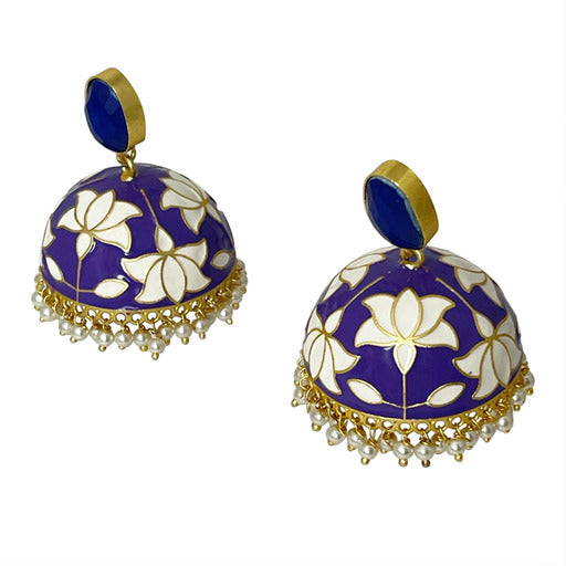 Enamelled Jhumka Earrings.