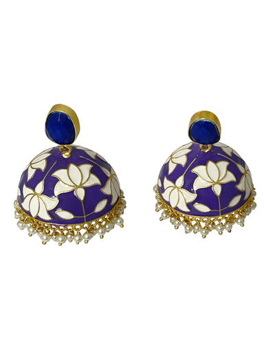 Enamelled Jhumka Earrings.