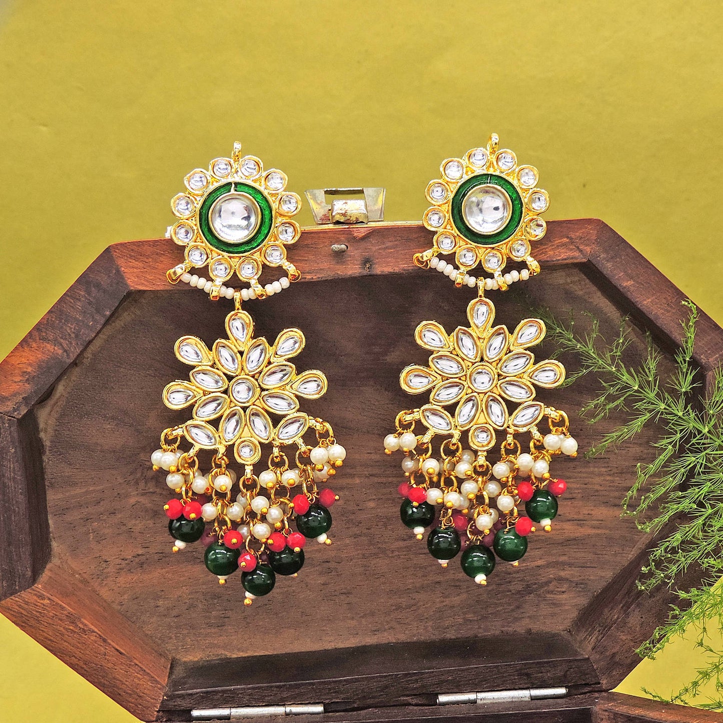 Kundan Meena Earrings.