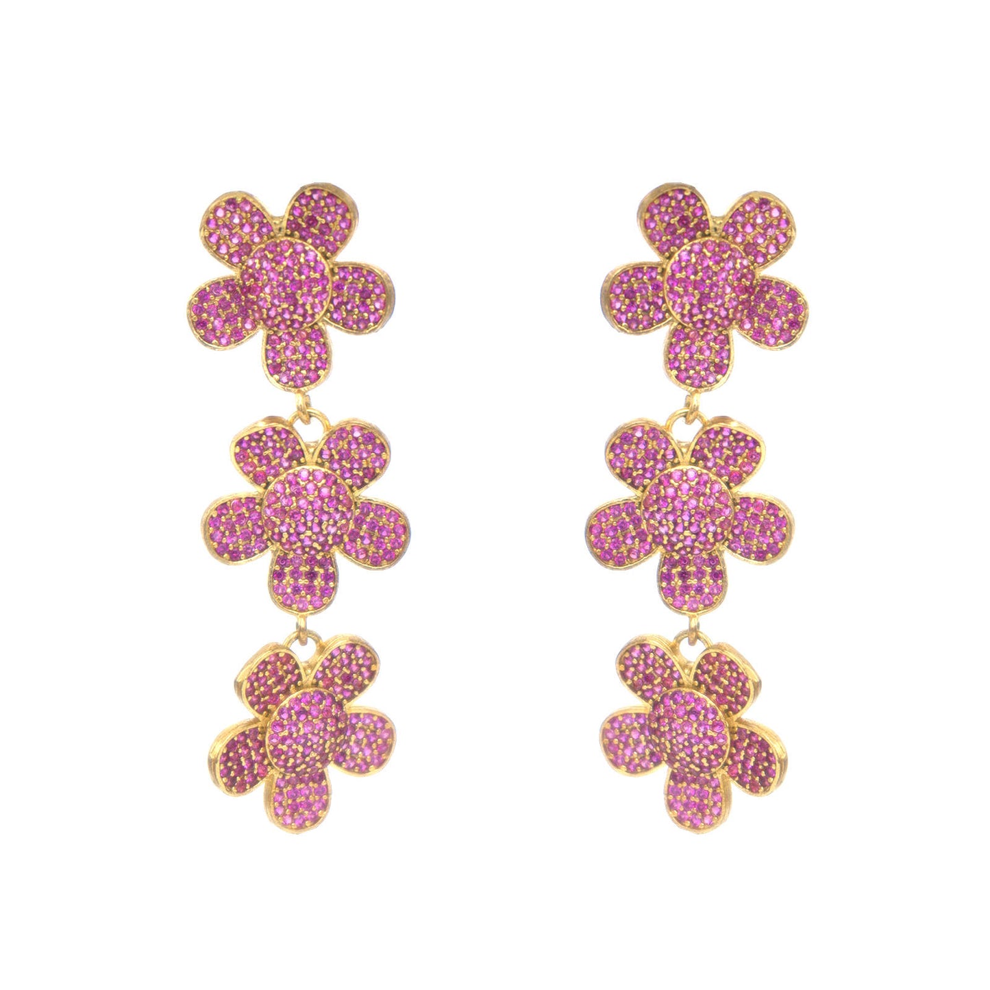 Gold Plated Ruby Earrings.