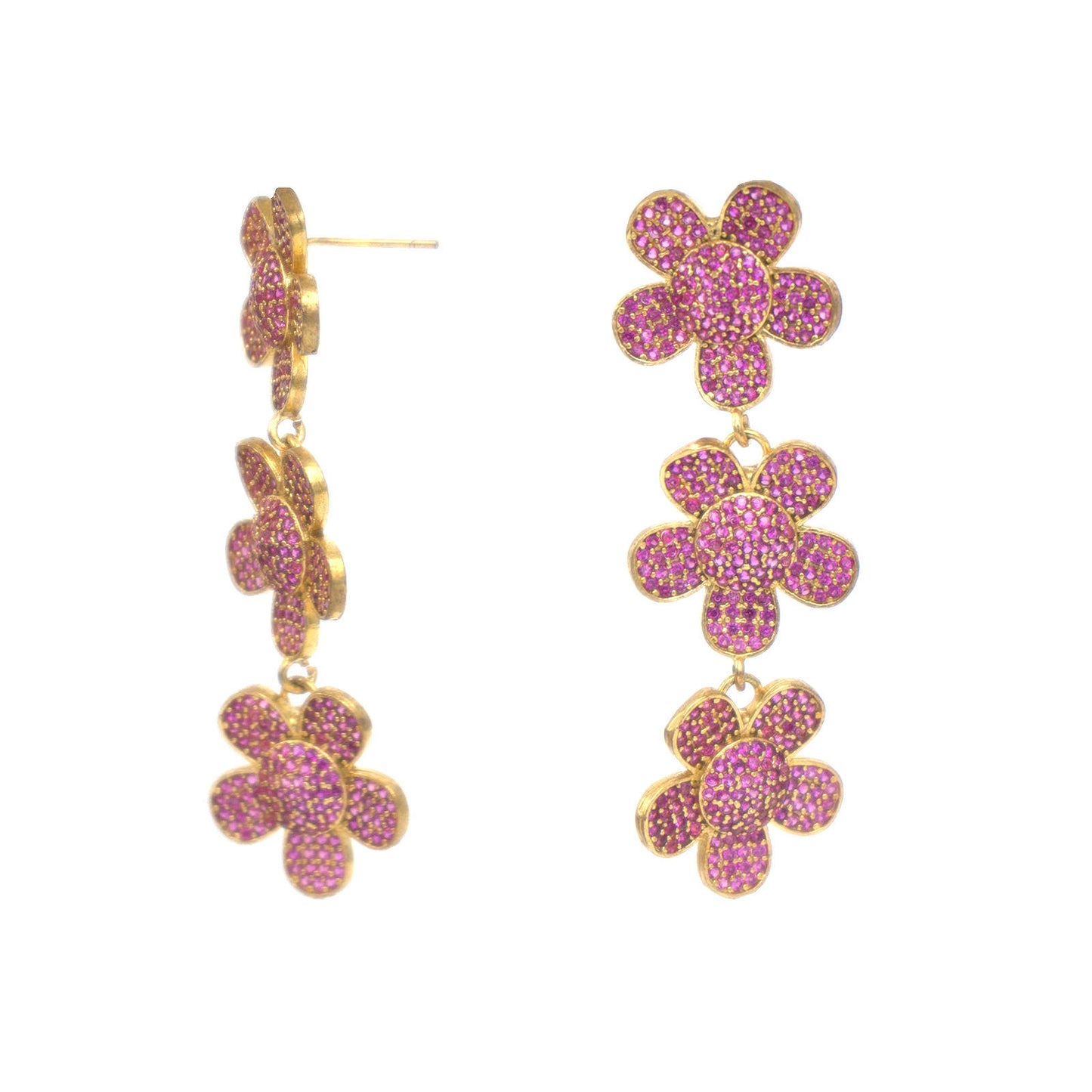 Gold Plated Ruby Earrings.