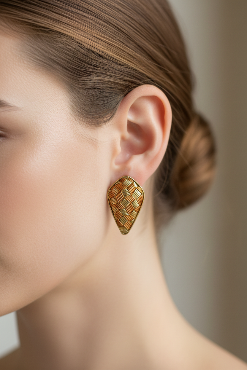 Diamond Shape Zardousi Earrings.
