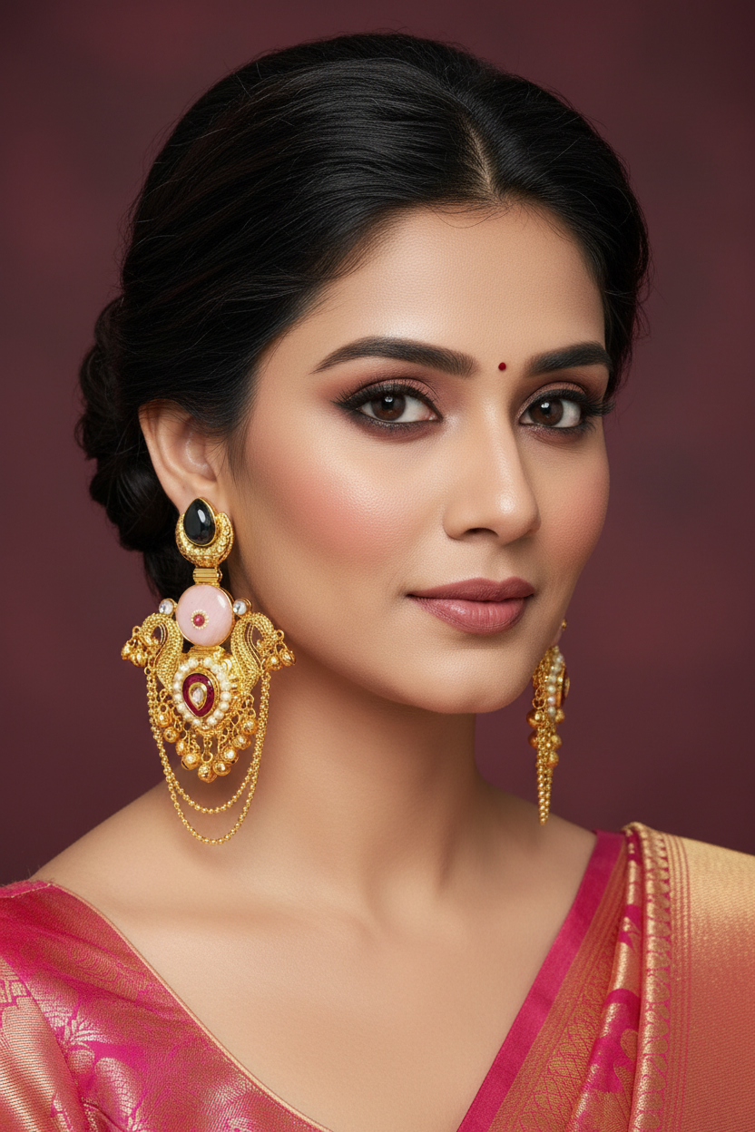 Blush pink and blue Gungroo Earrings.
