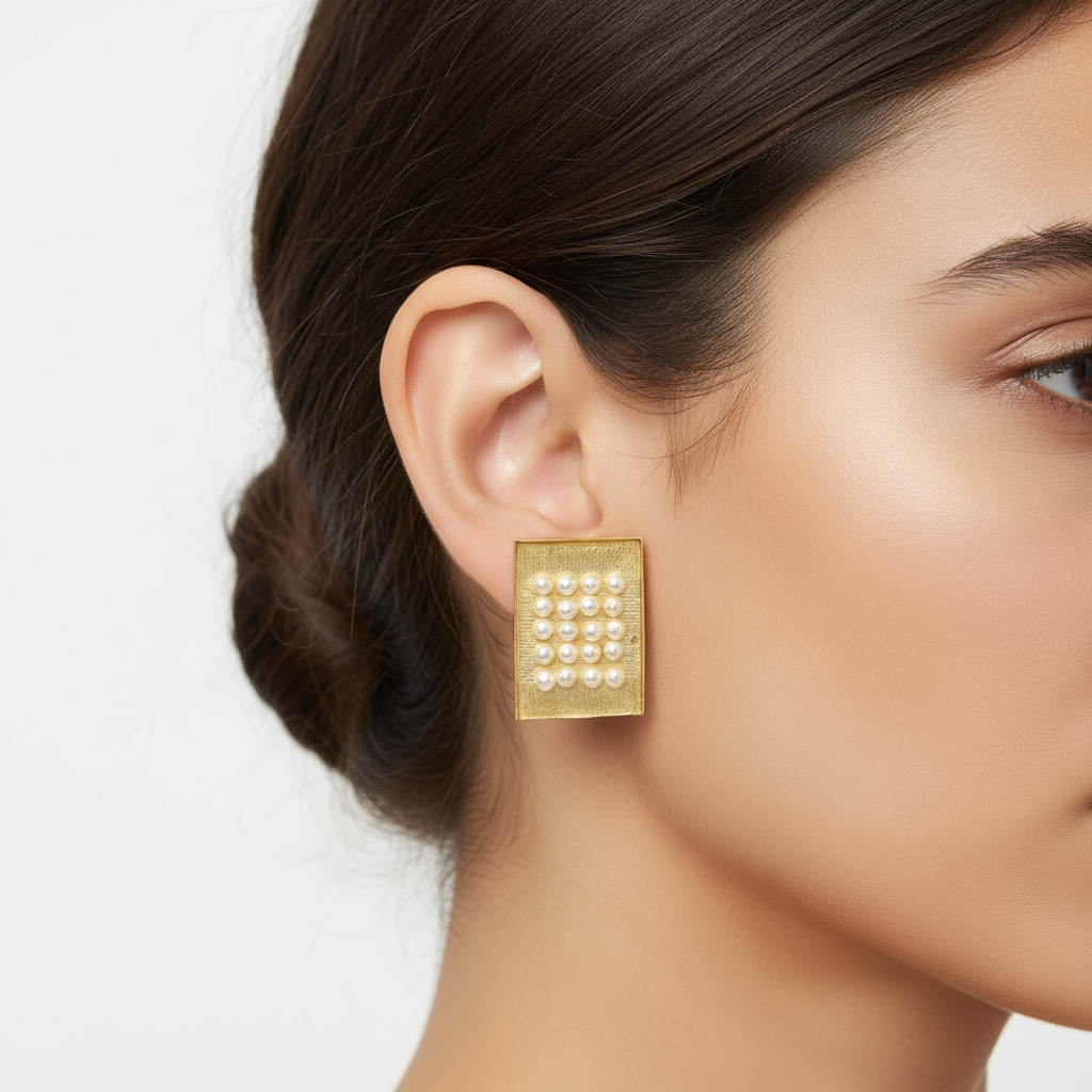 Pearl Stud Earrings.