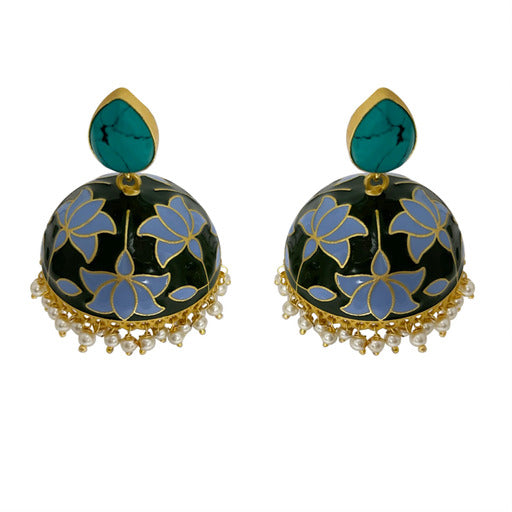 Enamelled Jhumka Earrings.