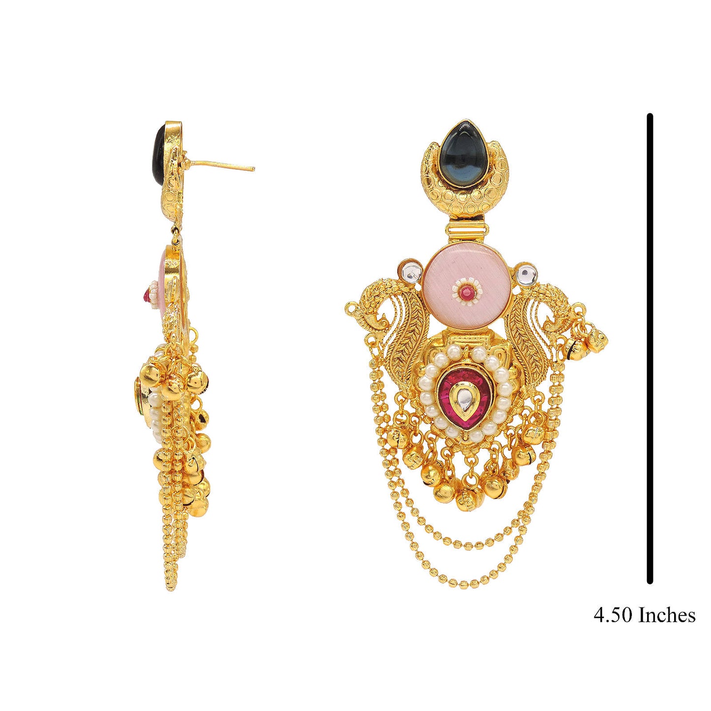 Blush pink and blue Gungroo Earrings.