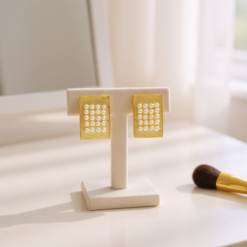 Pearl Stud Earrings.