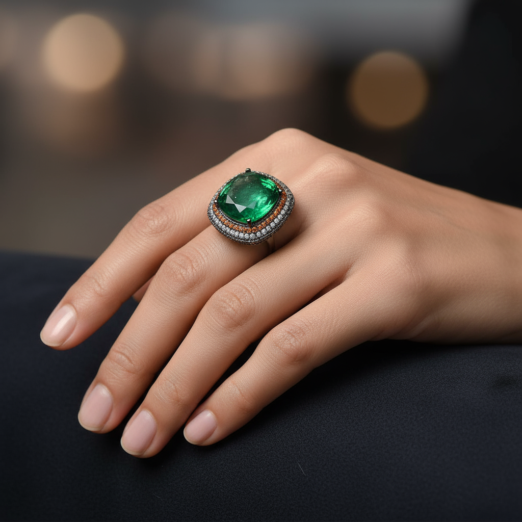 Emerald Swarovski Ring.
