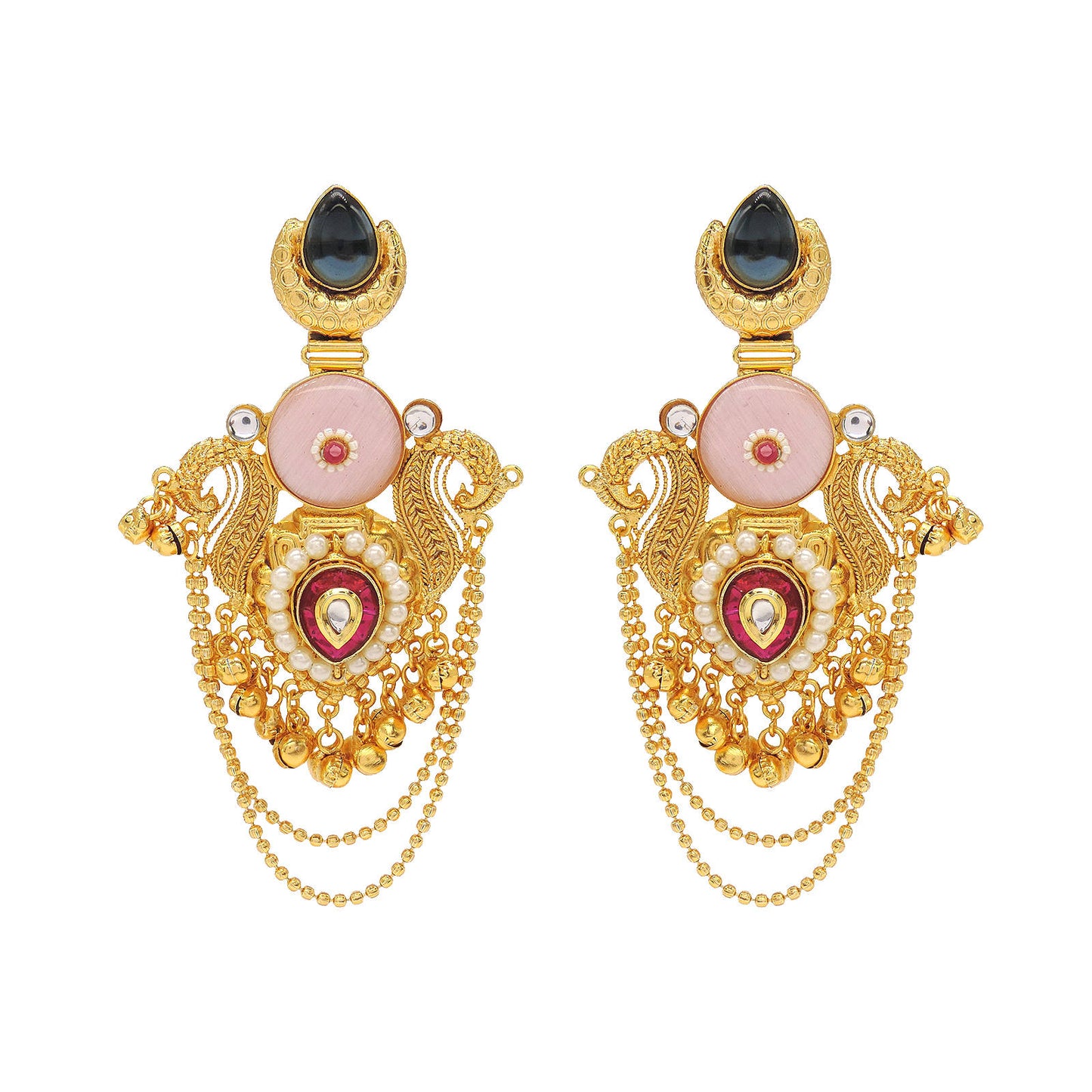 Blush pink and blue Gungroo Earrings.