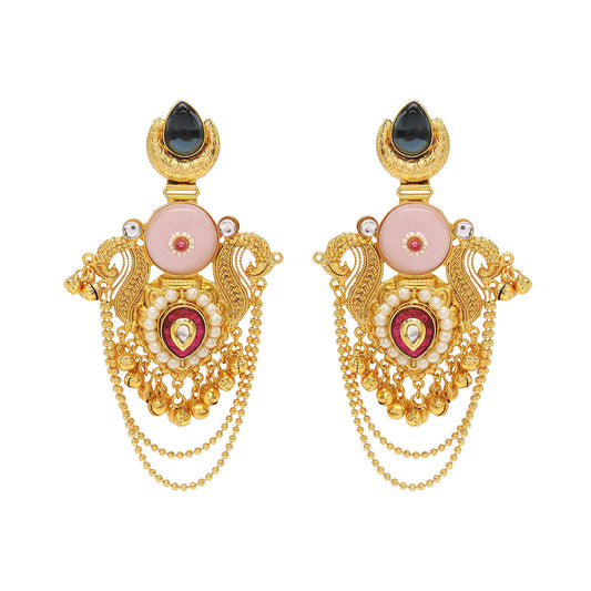 Blush pink and blue Gungroo Earrings.