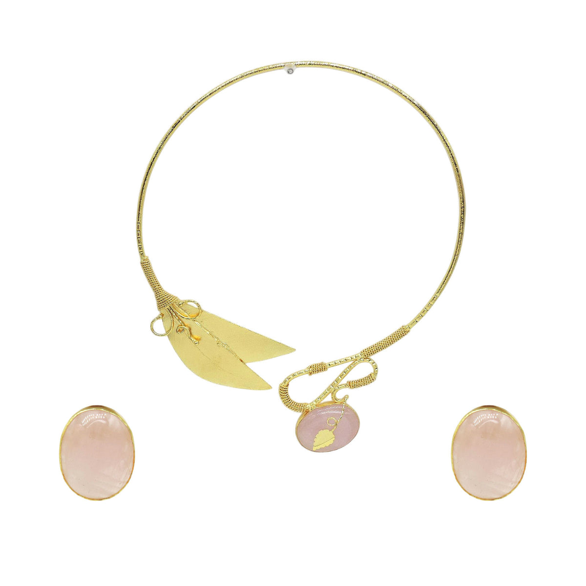 Unique Rose Quartz Bib Necklace