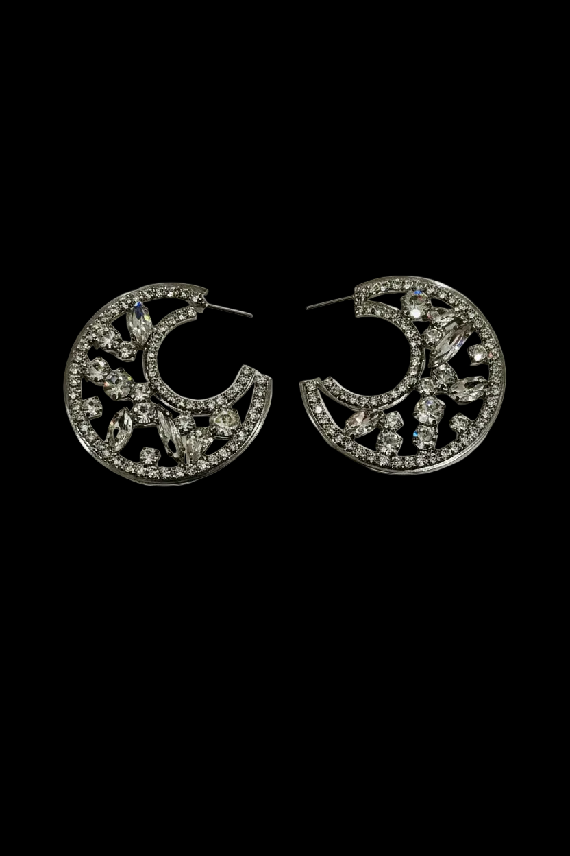 Crescent Moon Hoop Earrings.