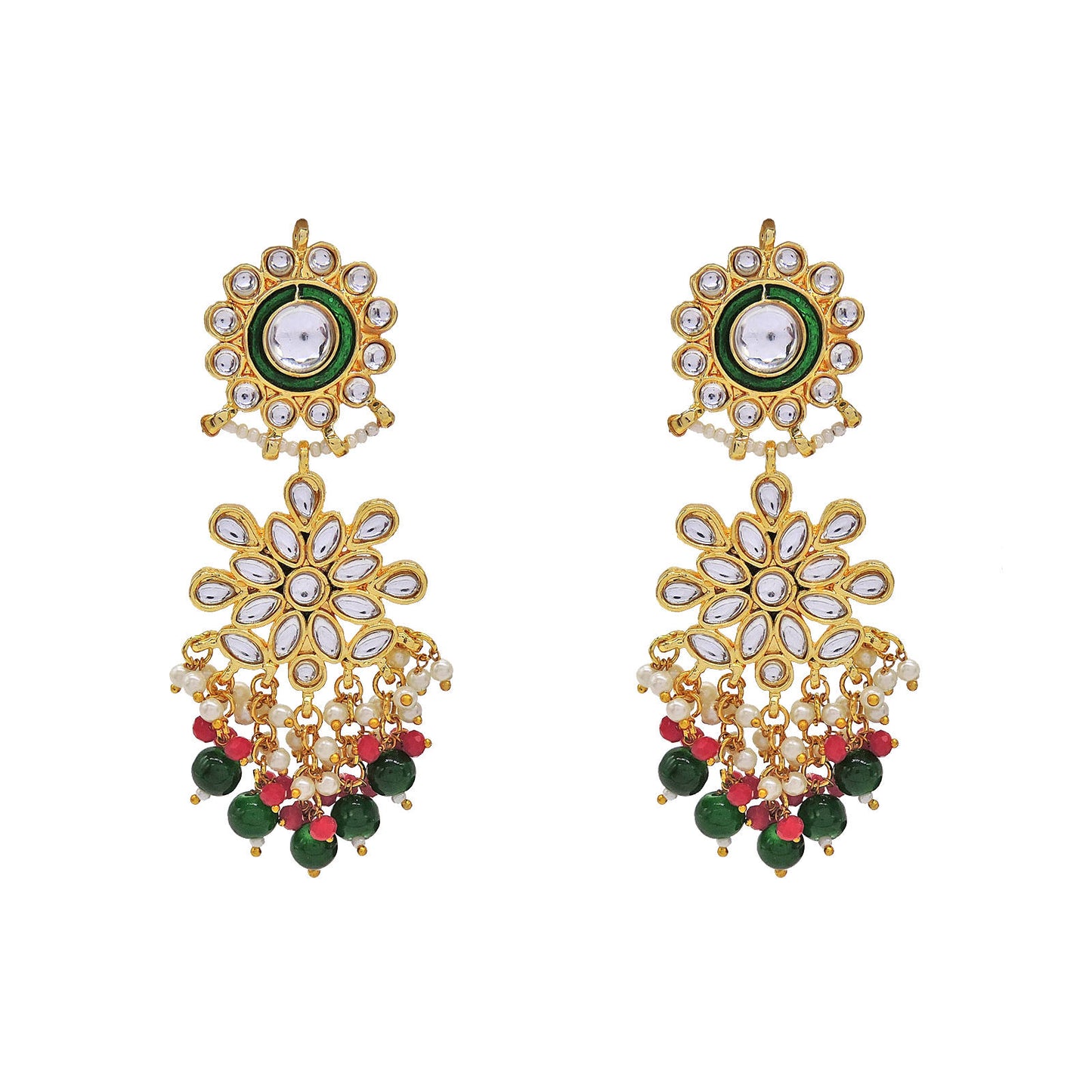 Kundan Meena Earrings.