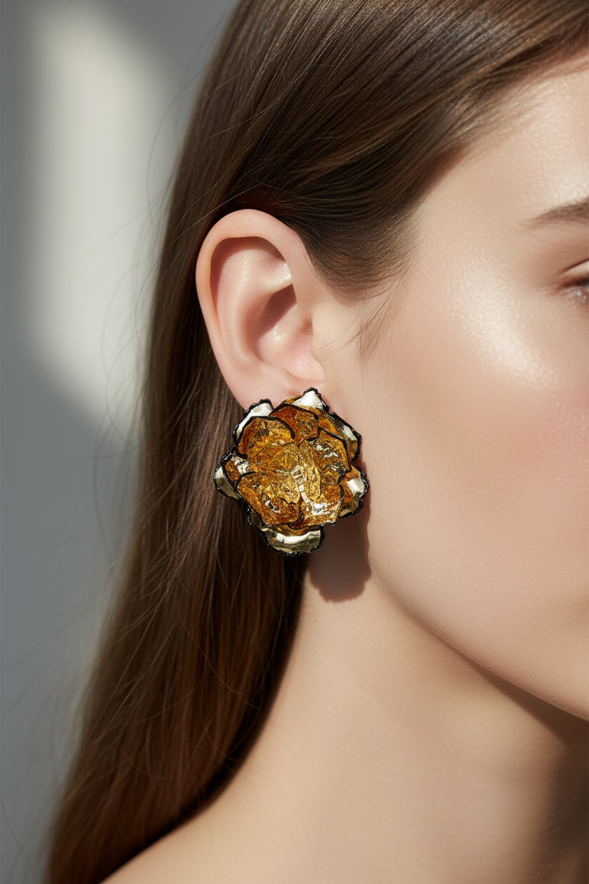 Golden Flower Earrings.