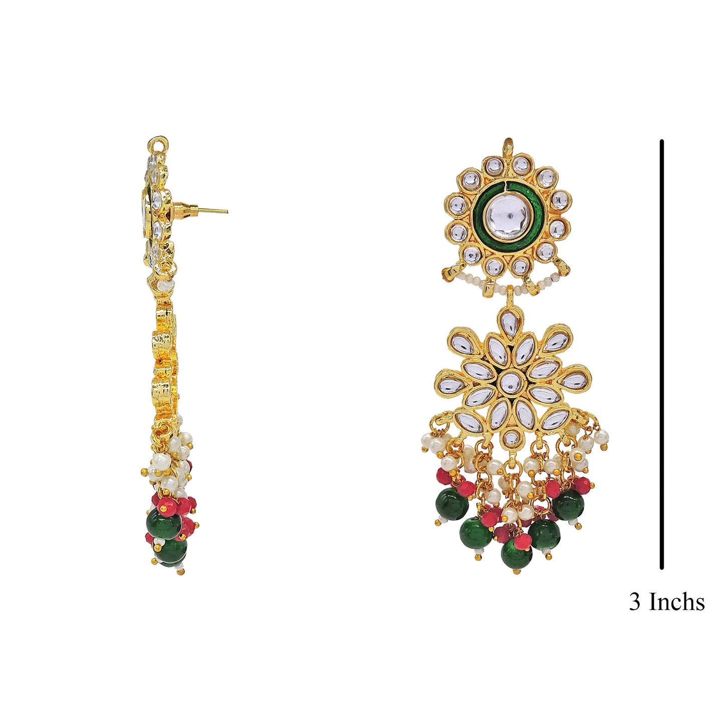 Kundan Meena Earrings.