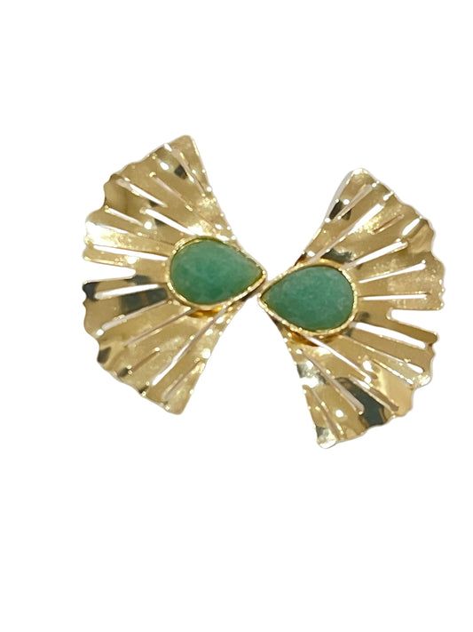 Fan shaped Electroplated Stud Earrings