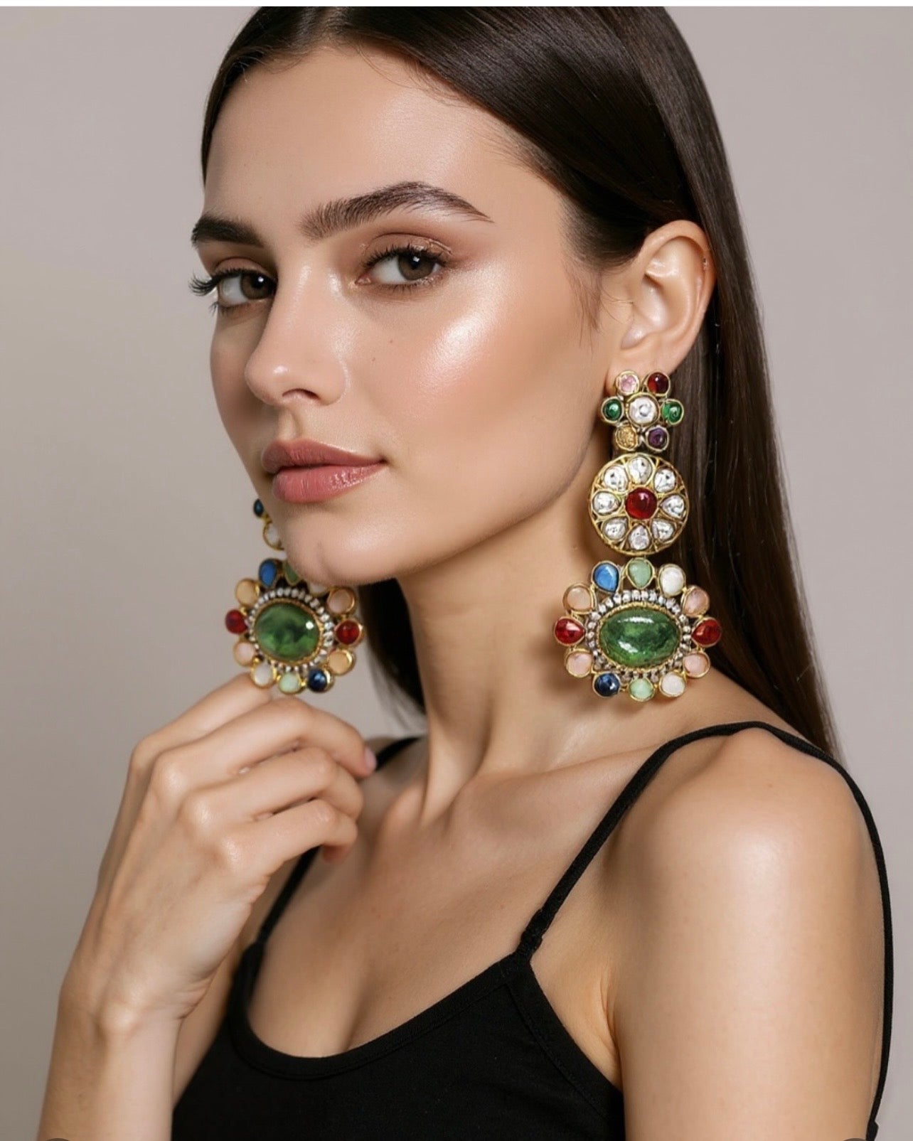 MultiColor Kundan Earrings