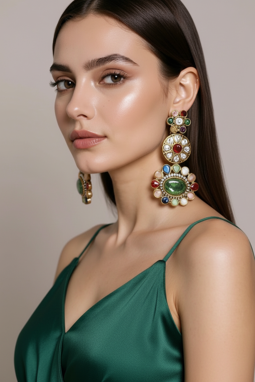 MultiColor Kundan Earrings